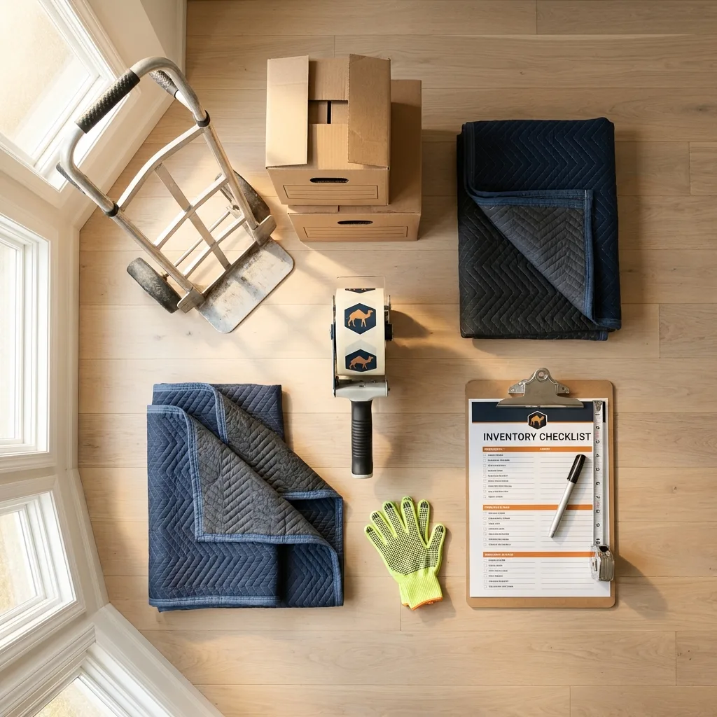 Professional moving supplies and packing materials layout for Hawaiian Gardens residential relocations